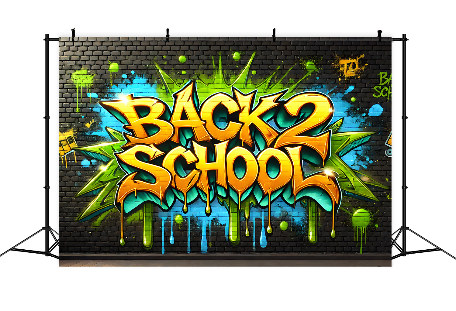 Back to School Backsteinmauer Graffiti Hintergrundkulisse RR7-241