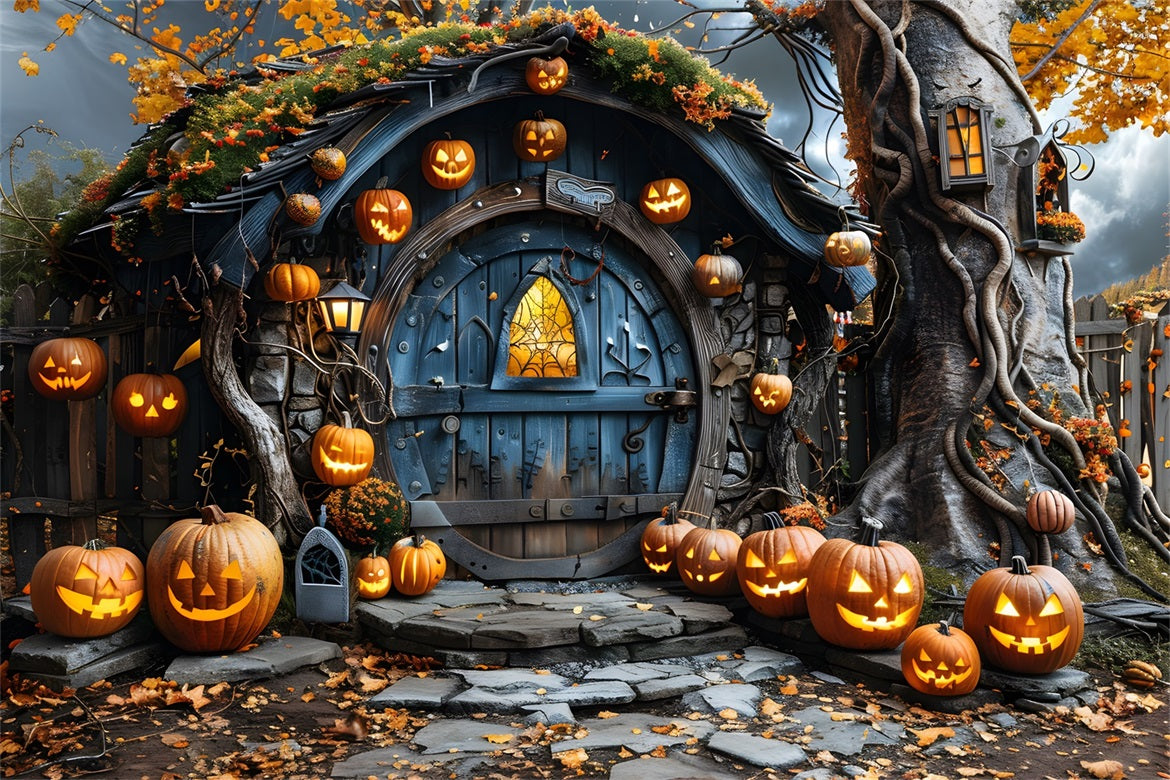 Halloween-Kürbis-Höhle mit verzauberter Tür RR7-321