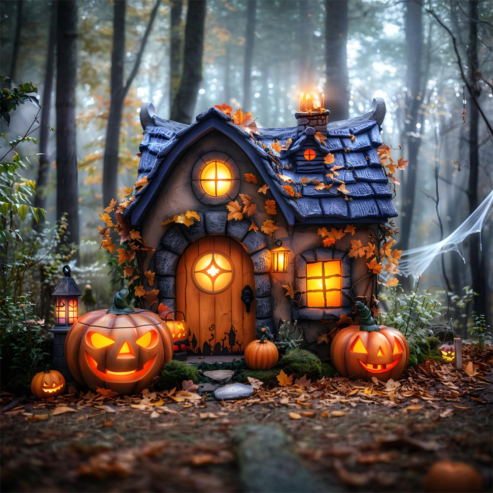 Halloween Verwunschenes Landhaus mit Kürbislaternen RR7-340