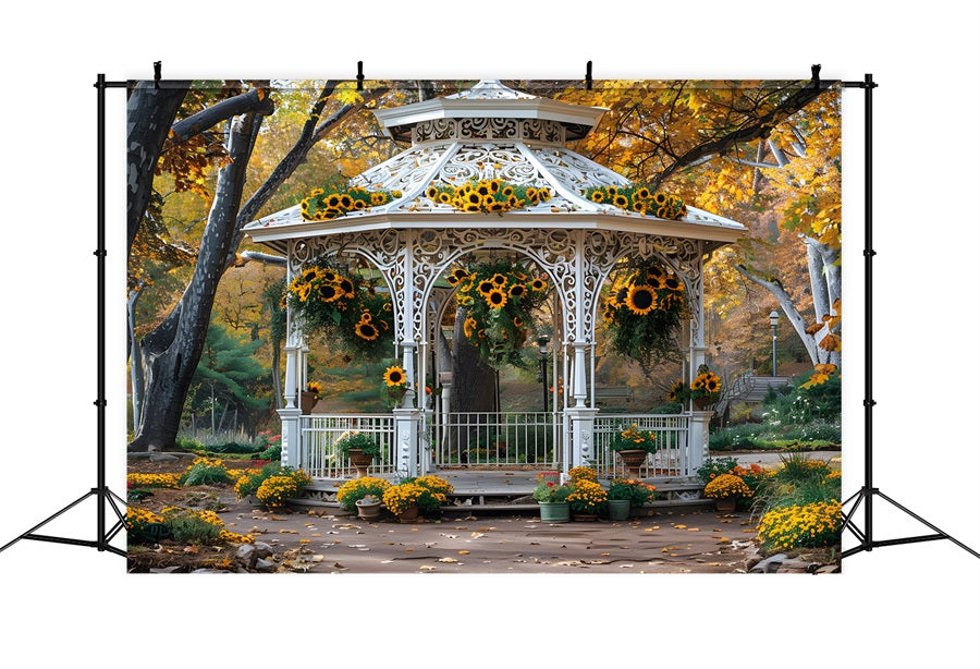 Herbst-Sonnenblumen-Garten-Gazebo-Kulisse RR7-365