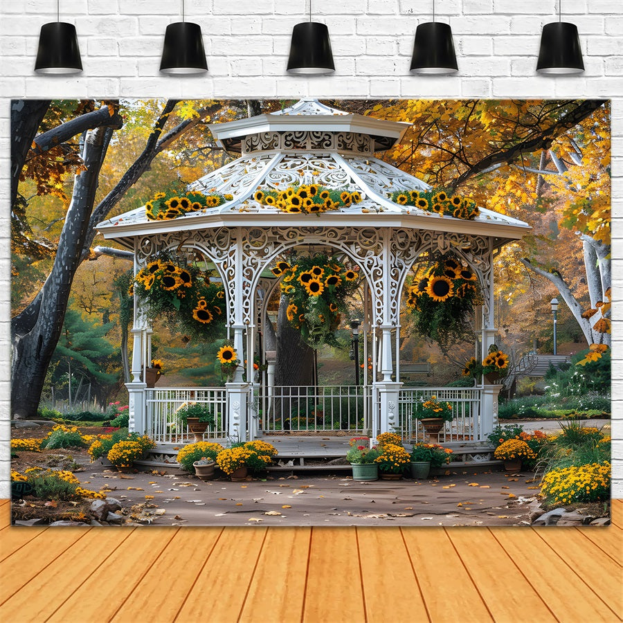 Herbst-Sonnenblumen-Garten-Gazebo-Kulisse RR7-365