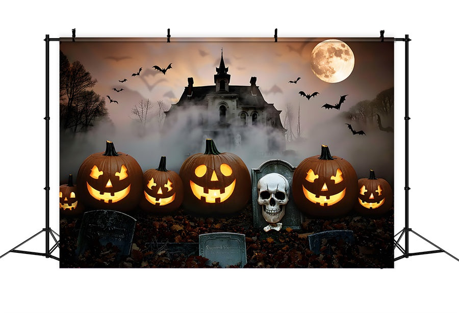 Halloween Friedhof Herrenhaus Jack-o'-Lanterns Backdrop RR7-378