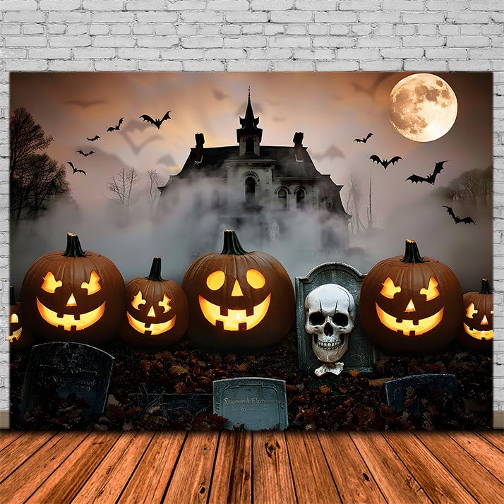 Halloween Friedhof Herrenhaus Jack-o'-Lanterns Backdrop RR7-378