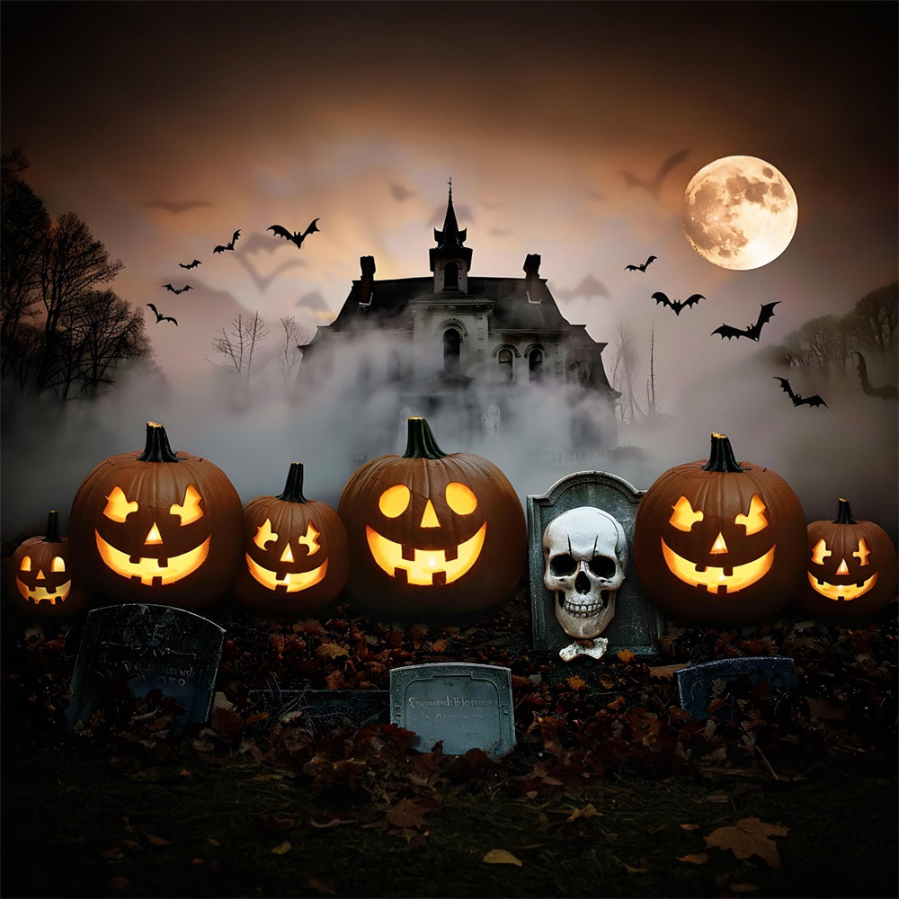 Halloween Friedhof Herrenhaus Jack-o'-Lanterns Backdrop RR7-378