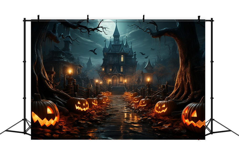 Halloween Schloss Kürbis Fotokulisse RR7-488