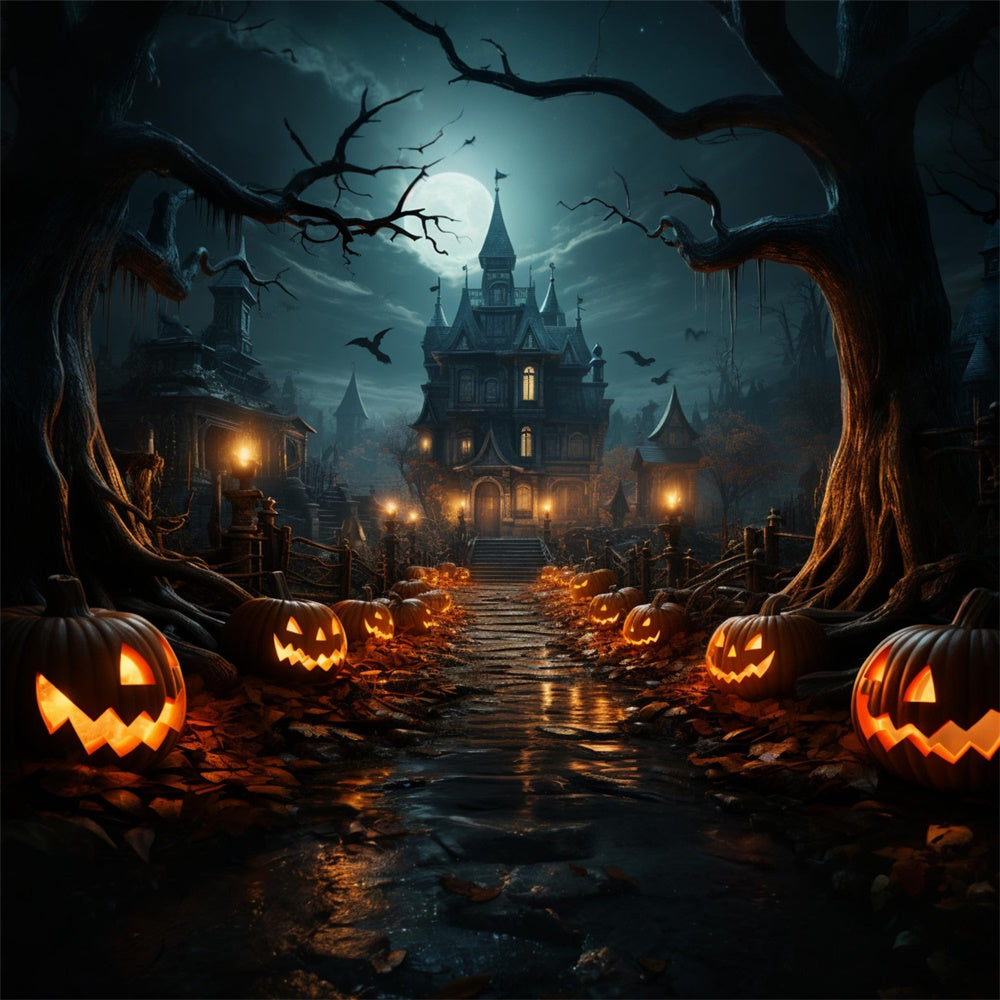 Halloween Schloss Kürbis Fotokulisse RR7-488
