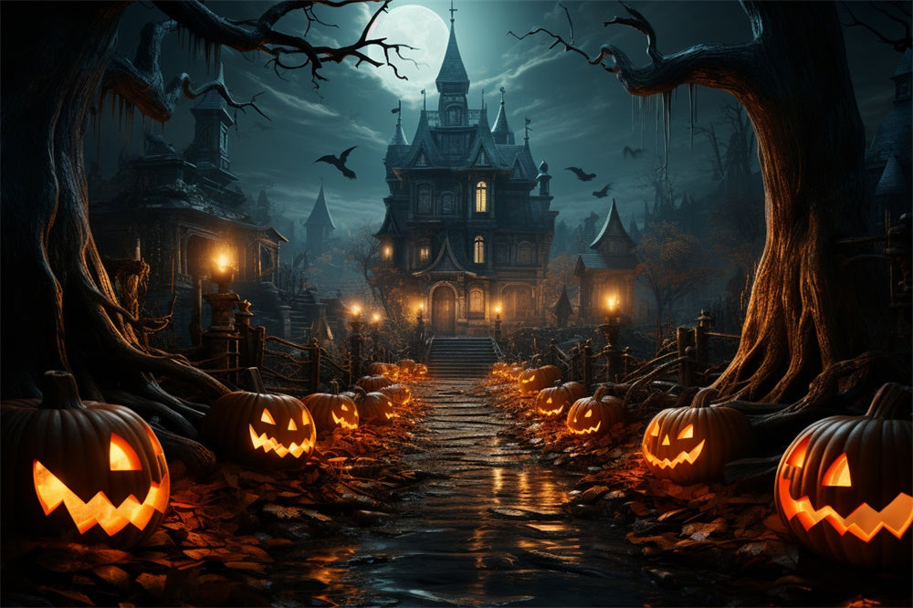 Halloween Schloss Kürbis Fotokulisse RR7-488