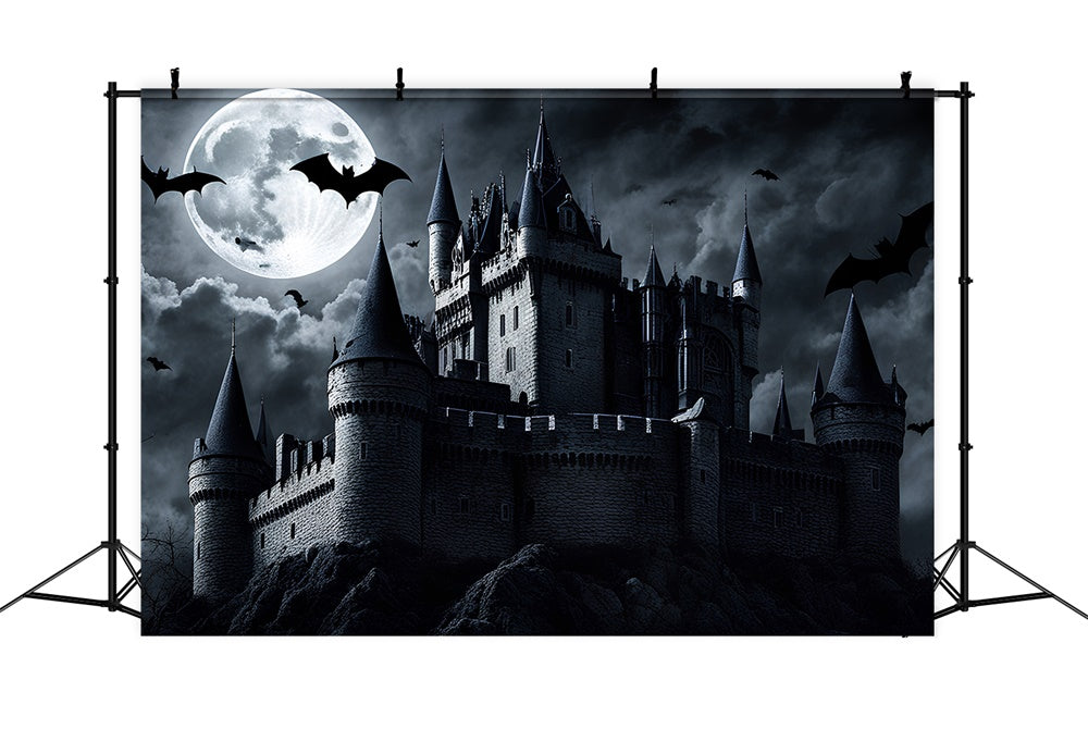 Dunkles Schloss Halloween Vollmond Fotokulisse RR7-500