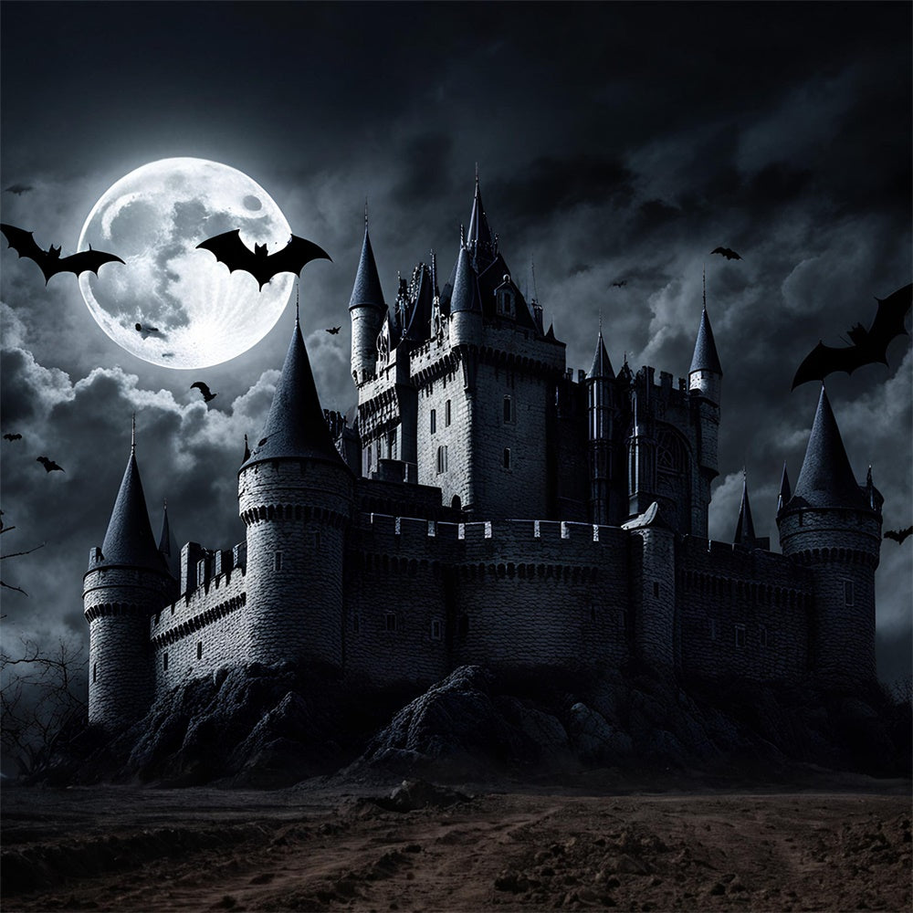 Dunkles Schloss Halloween Vollmond Fotokulisse RR7-500