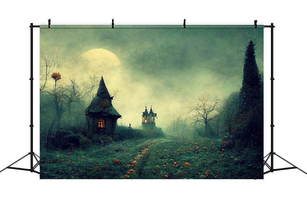 Halloween Gruseliger Waldweg Hintergrund RR7-507