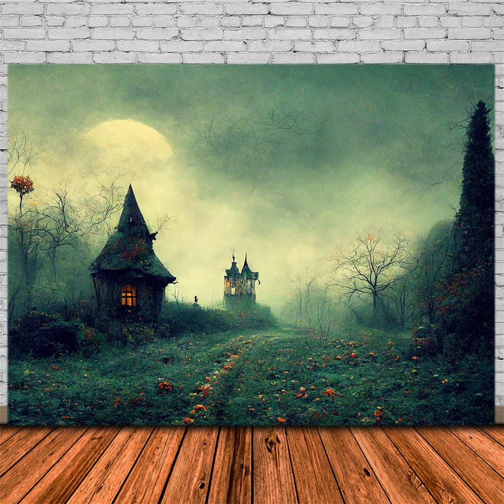 Halloween Gruseliger Waldweg Hintergrund RR7-507