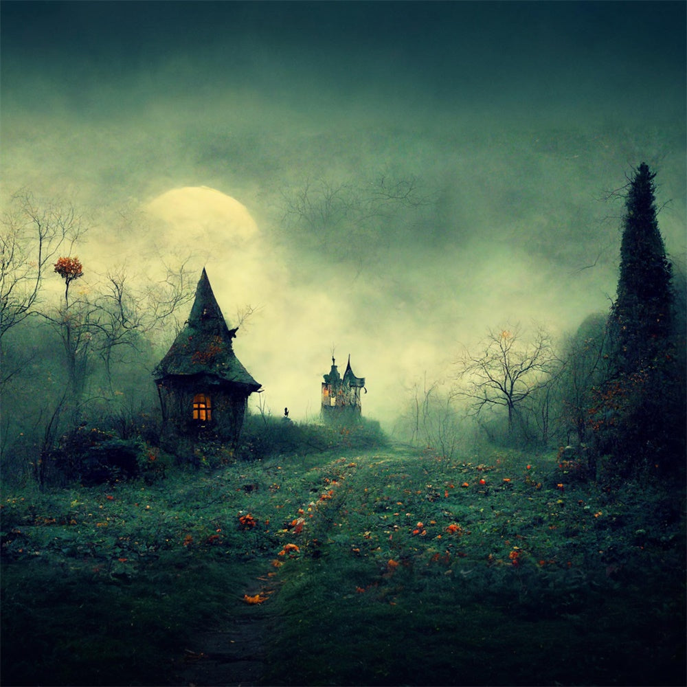 Halloween Gruseliger Waldweg Hintergrund RR7-507