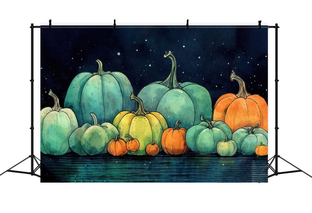 Halloween Aquarellmalerei Kürbisse Backdrop RR7-509