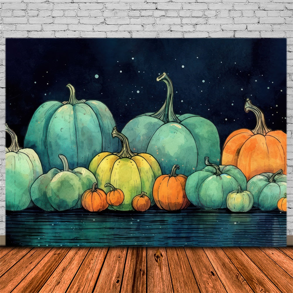 Halloween Aquarellmalerei Kürbisse Backdrop RR7-509