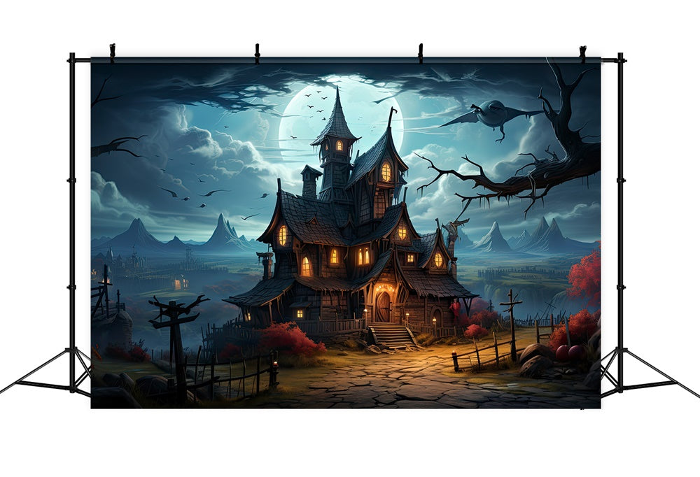 Vollmondnacht Halloween Spukhaus Kulisse RR7-510