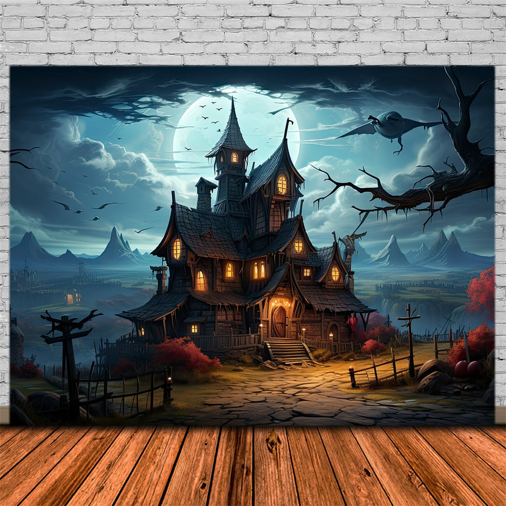Vollmondnacht Halloween Spukhaus Kulisse RR7-510