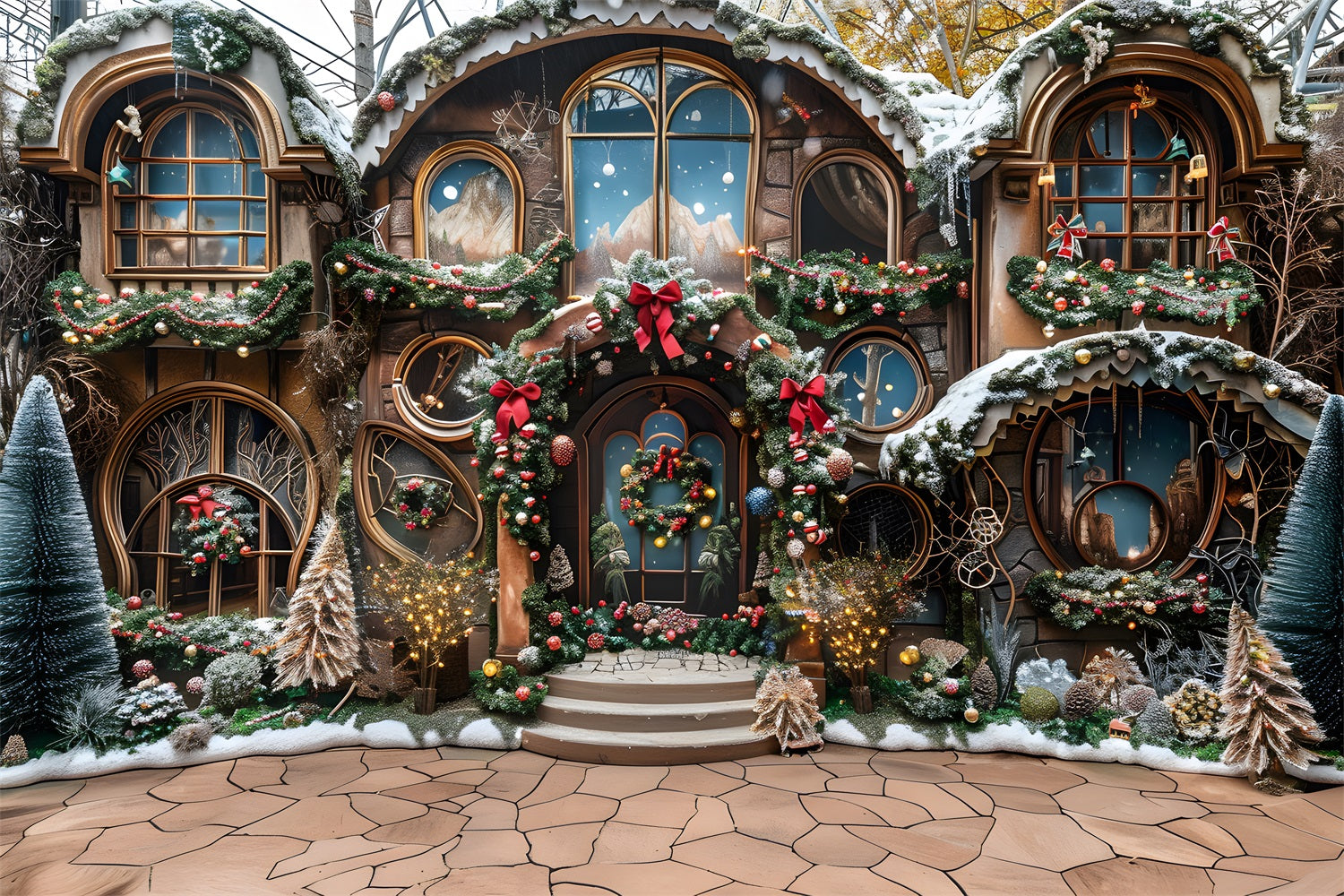 Weihnachten Rustic Cottage Wonderland Hintergrund RR7-568