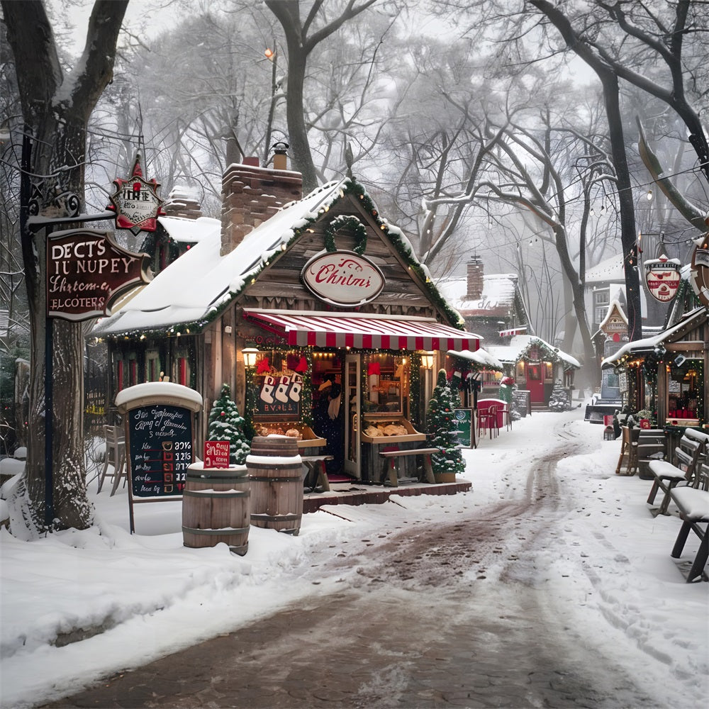 Weihnachten Gemütlicher Dorfmarkt Hintergrund RR7-570