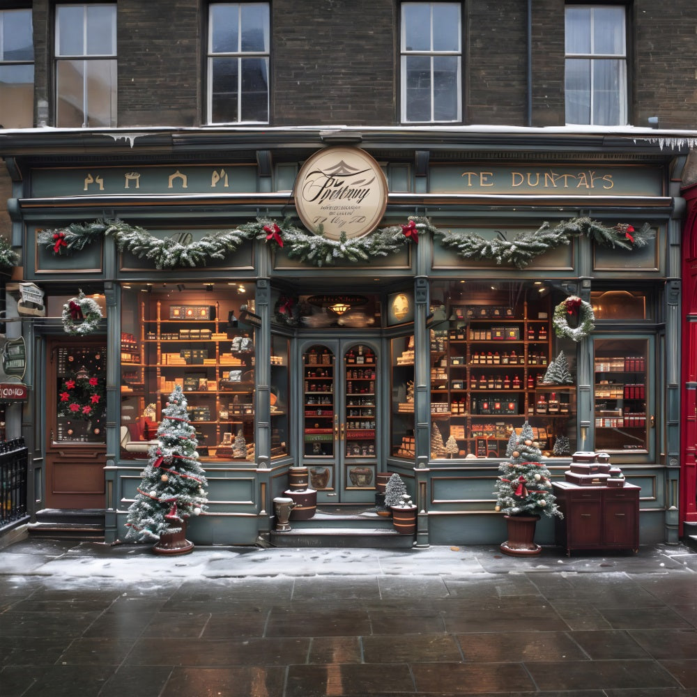 Weihnachten Altmodische Schaufenster Hintergrund RR7-571