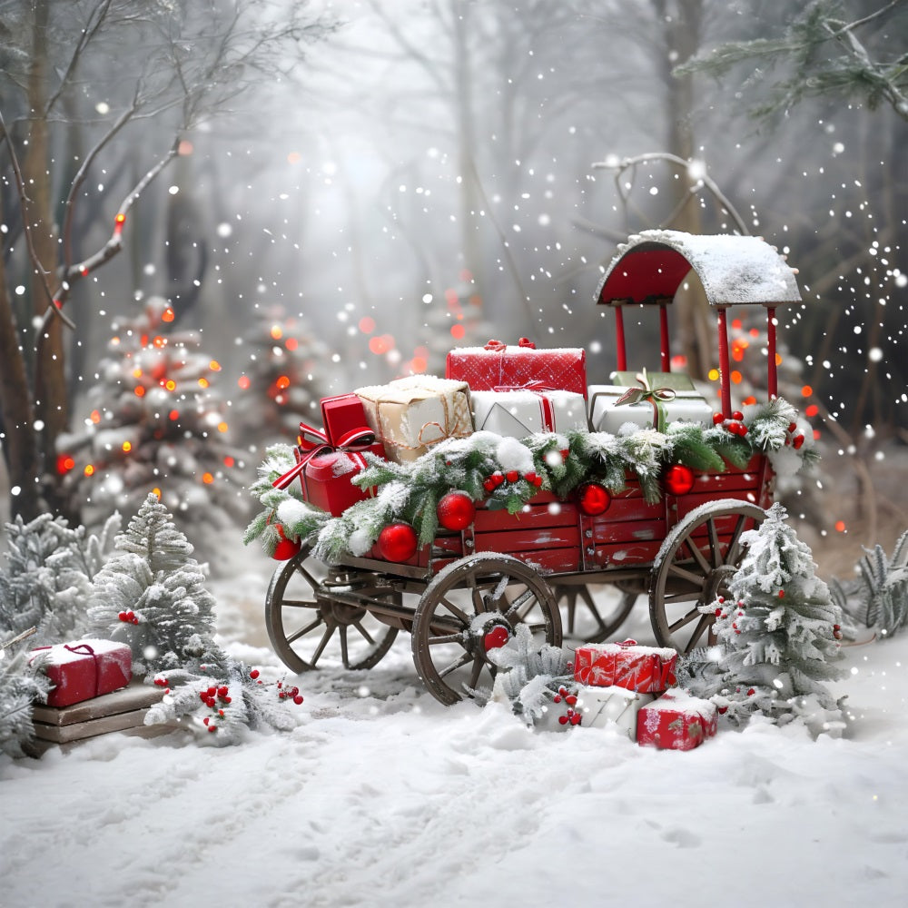 Weihnachtlicher Geschenkewagen Hintergrund RR7-594