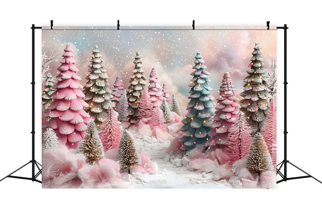 Pastellfarbener Weihnachts Wald Hintergrund RR7-599