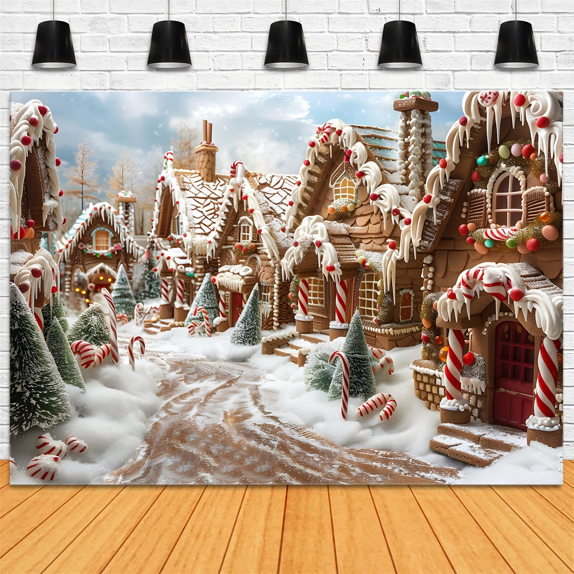 Weihnachten Lebkuchen Candy Lane Hintergrund RR7-608