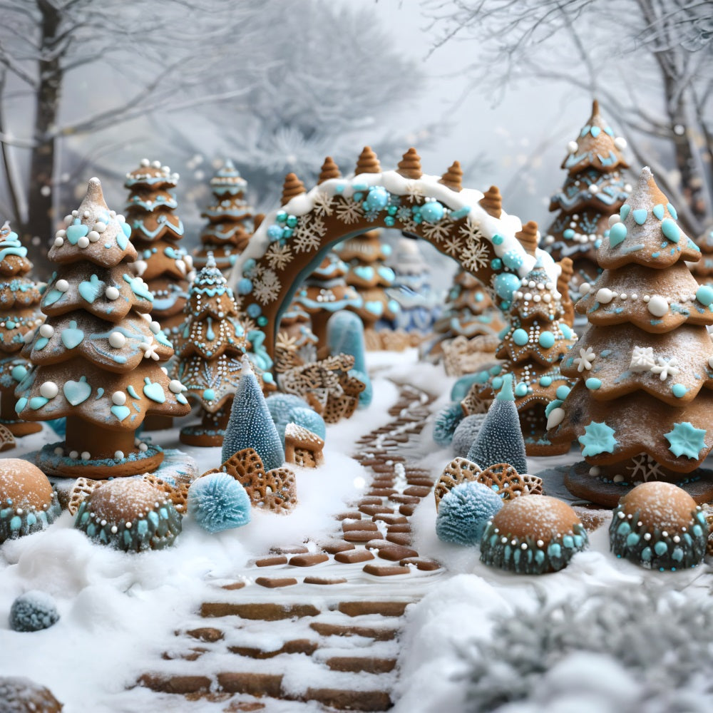 Weihnachtsbaum Lebkuchen Winterwunderland Weg Hintergrund RR7-617