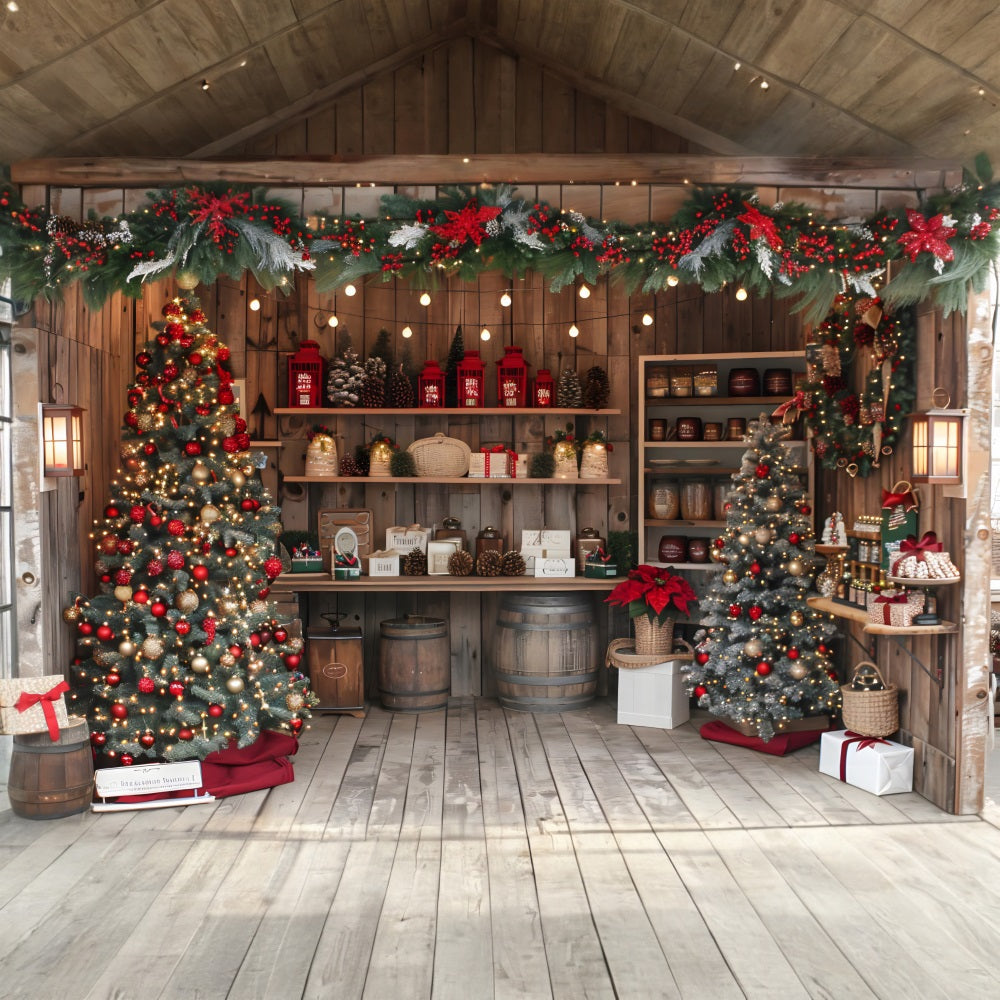 Weihnachten Rustikaler Marktstand Hintergrund RR7-630