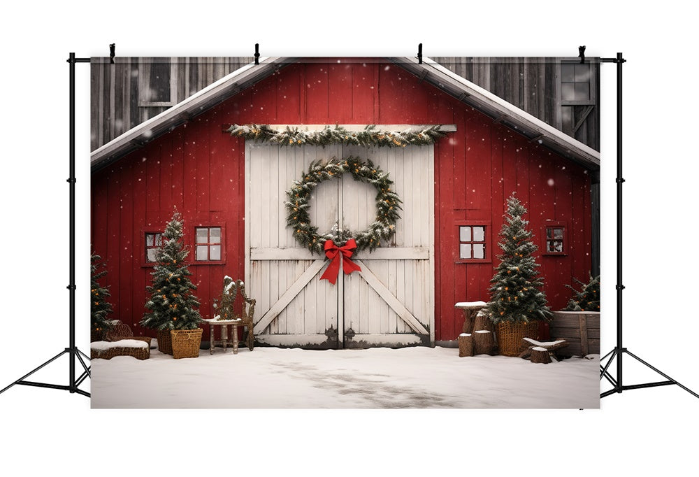 Weihnachtsbaumkranz Holzhaus Hintergrund RR7-722