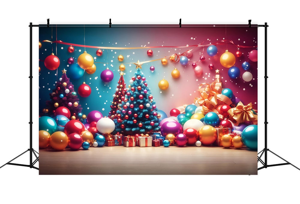 Bunte Weihnachtsbaum Lichter Kugeln Hintergrund RR7-724