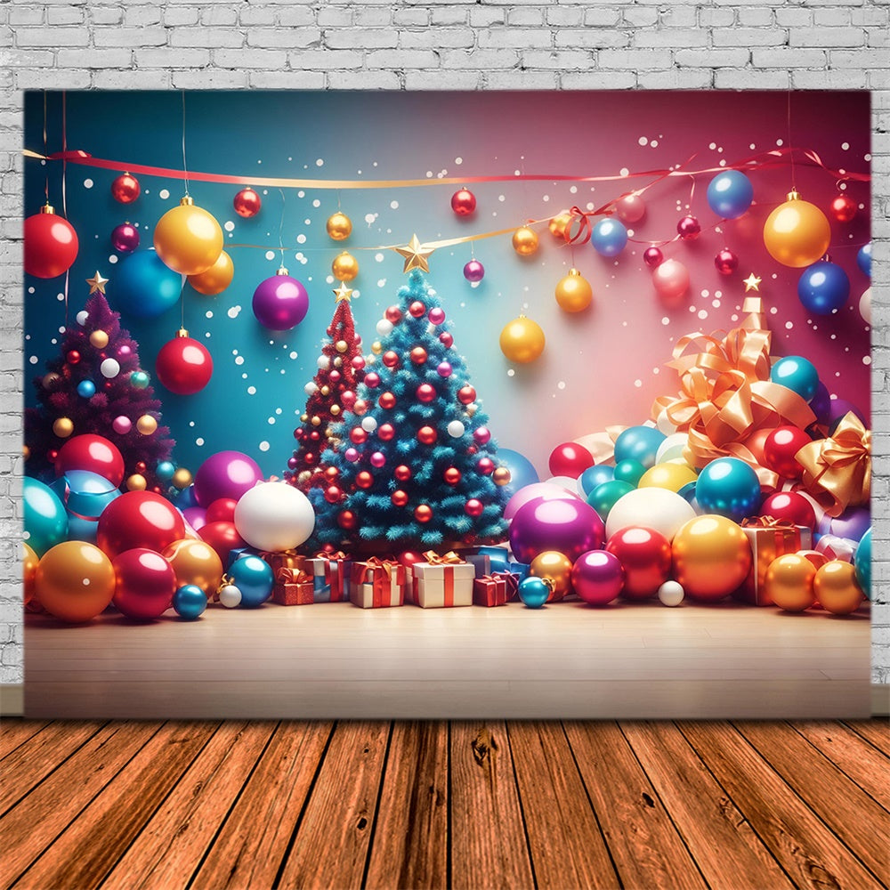 Bunte Weihnachtsbaum Lichter Kugeln Hintergrund RR7-724