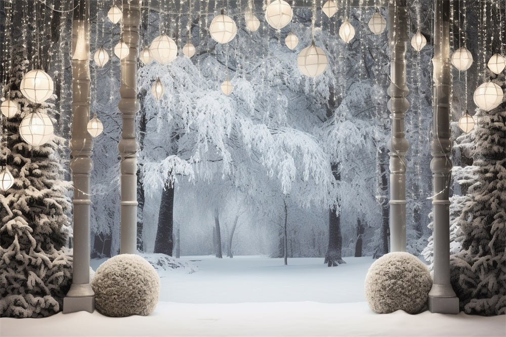 Weihnachtsbaum Lichter Schnee Wald Hintergrund RR7-744