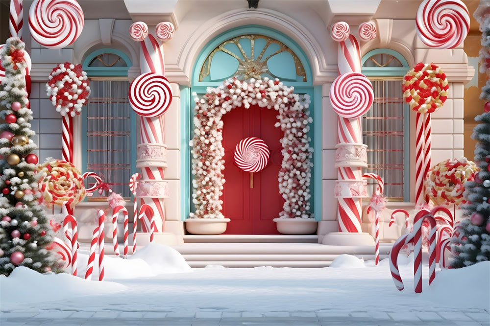 Candy House Schnee Weihnachtsbaum Hintergrund RR7-789