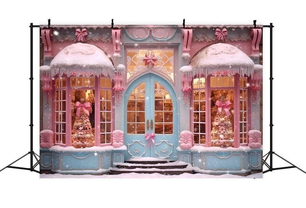 Weihnachten Rosa Candy Shop Schnee Hintergrund RR7-790