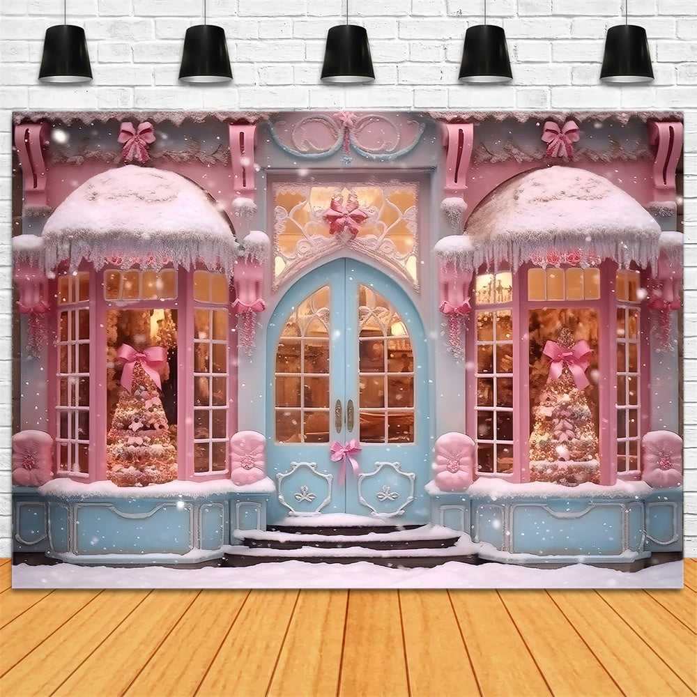 Weihnachten Rosa Candy Shop Schnee Hintergrund RR7-790