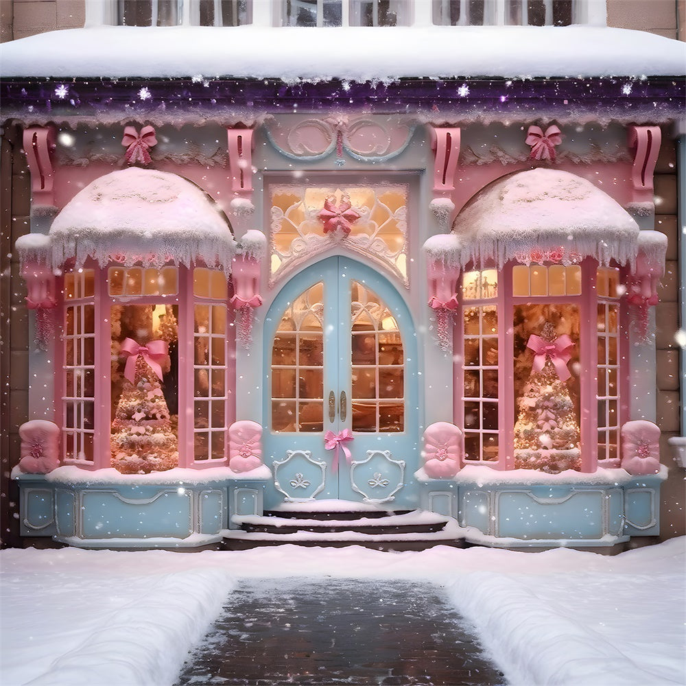 Weihnachten Rosa Candy Shop Schnee Hintergrund RR7-790