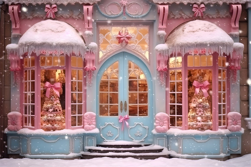 Weihnachten Rosa Candy Shop Schnee Hintergrund RR7-790