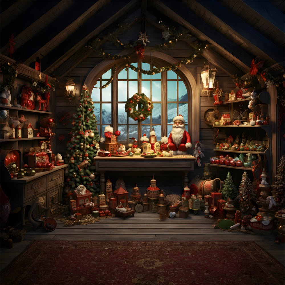 Leowefowa Weihnachts-Hintergrund 6x3 M – Lustige Weihnachtsmann-Werkstatt & Weihnachtsbaum Motiv, Vinyl, Für Fotoshooting & Partydeko