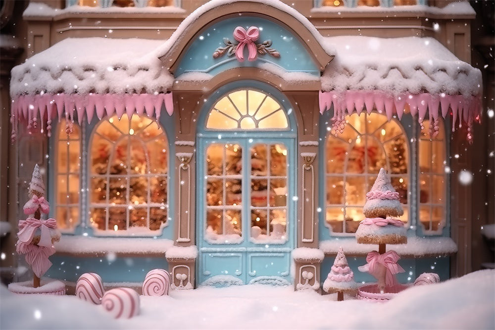 Rosa Candy Store Schneeflocke Weihnachten Hintergrund RR7-834