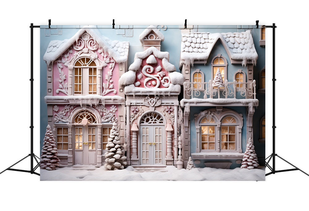 Weihnachtsbaum Schnee Candy House Hintergrund RR7-844