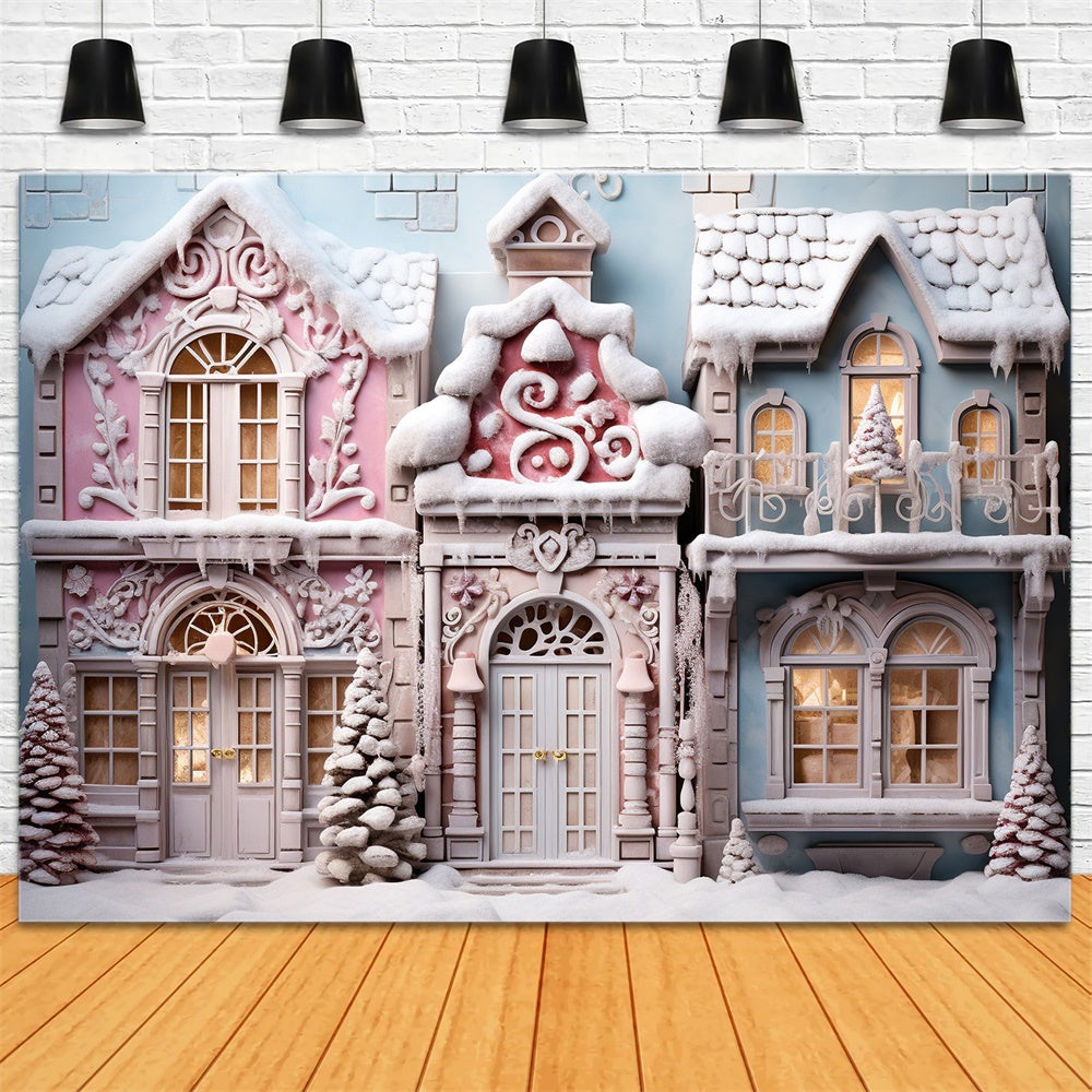 Weihnachtsbaum Schnee Candy House Hintergrund RR7-844