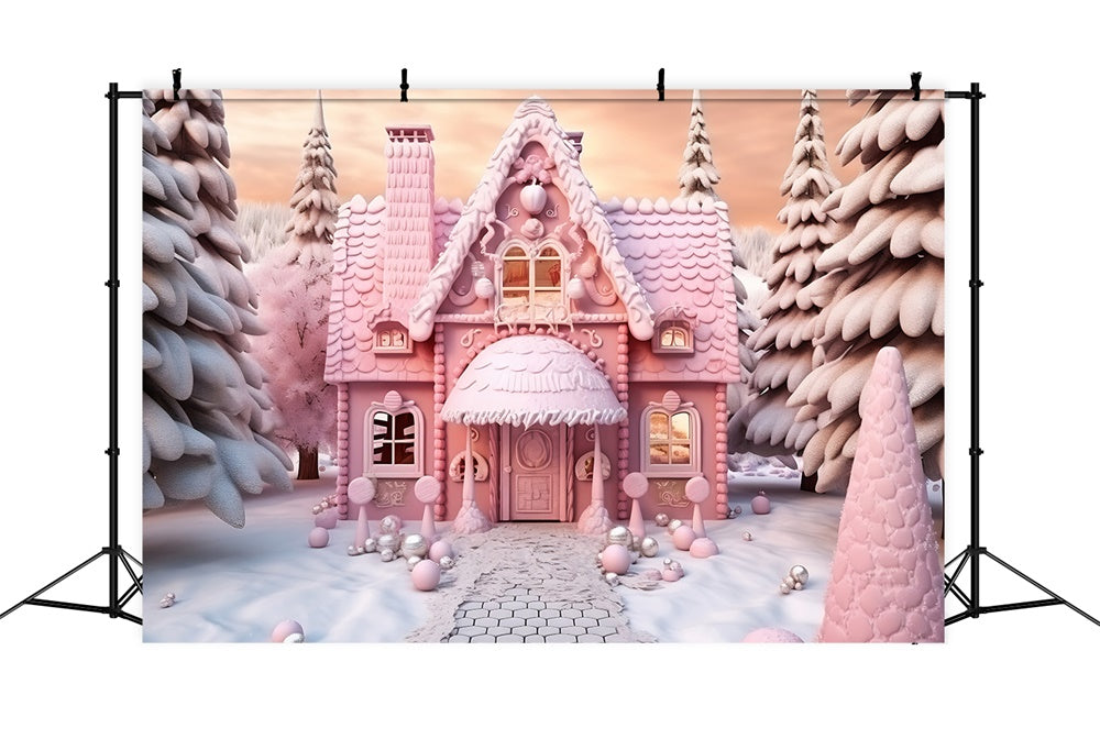 Weihnachten Pink Candy House Cart Hintergrund RR7-845