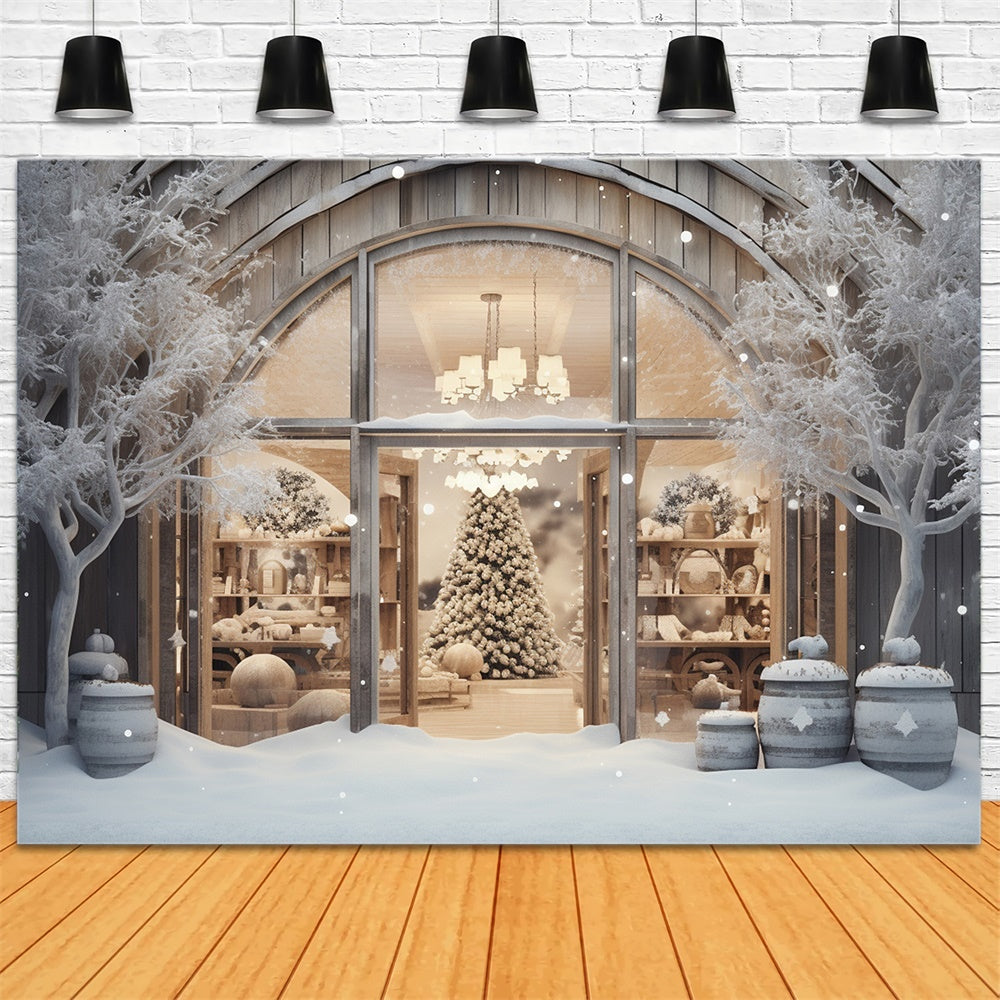 Weihnachten Schaufenster Schnee Kulisse Hintergrund RR7-851