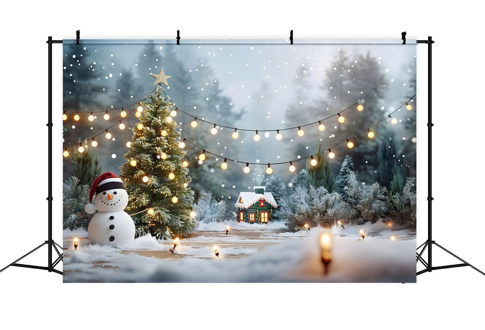 Weihnachtsbäume Lichter Schneemann Hintergrund RR7-869