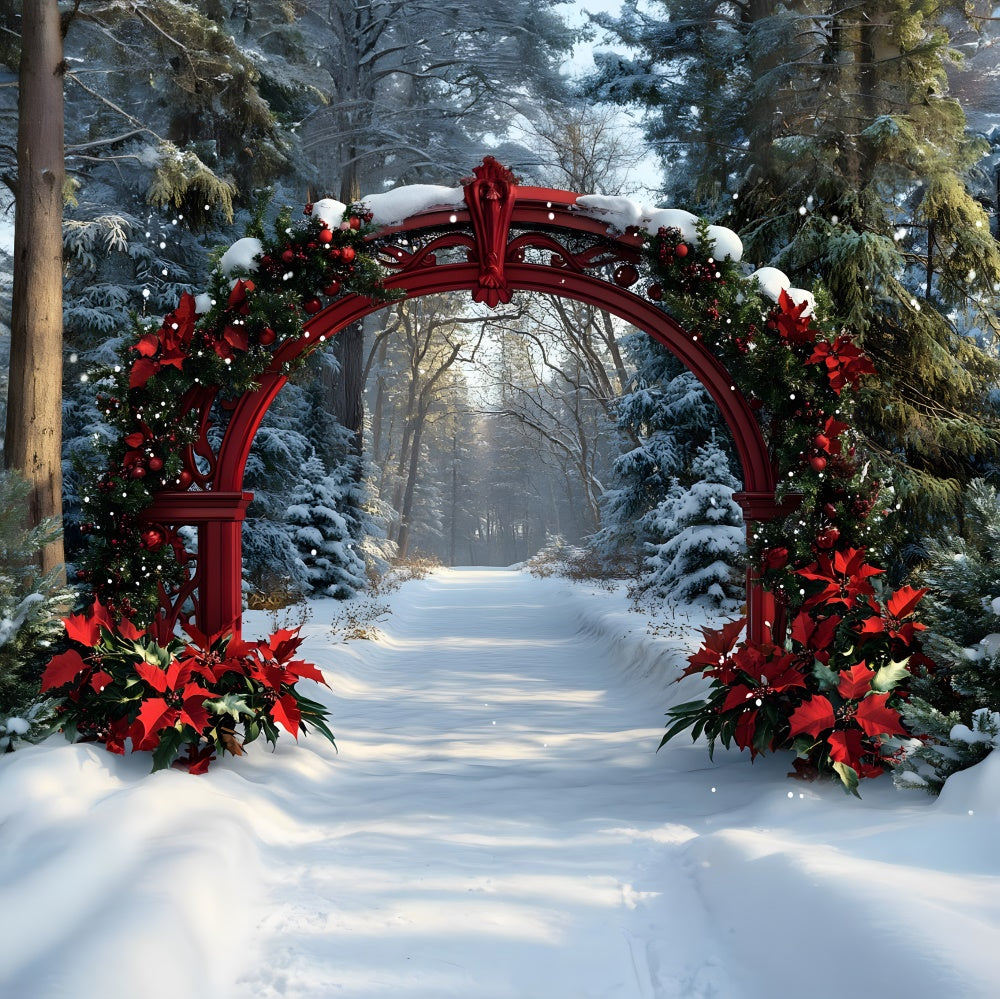 Weihnachten Weihnachtsstern Girlande Schnee Bäume Backdrop RR8-100