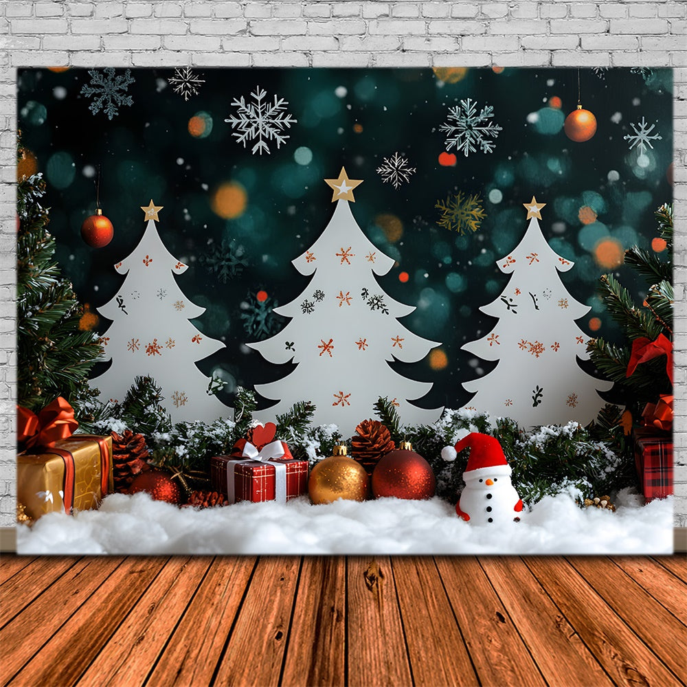 Weihnachtsbäume Schneemann Geschenkboxen Backdrop RR8-101