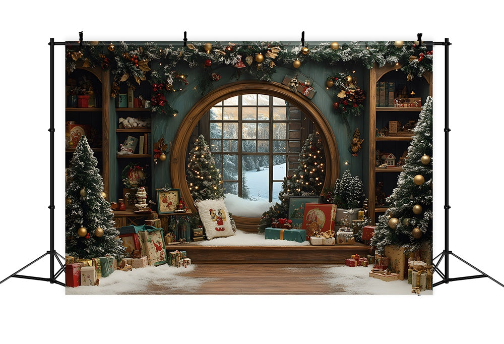 Weihnachten Geschenkboxen Zimmer Fenster Backdrop RR8-107