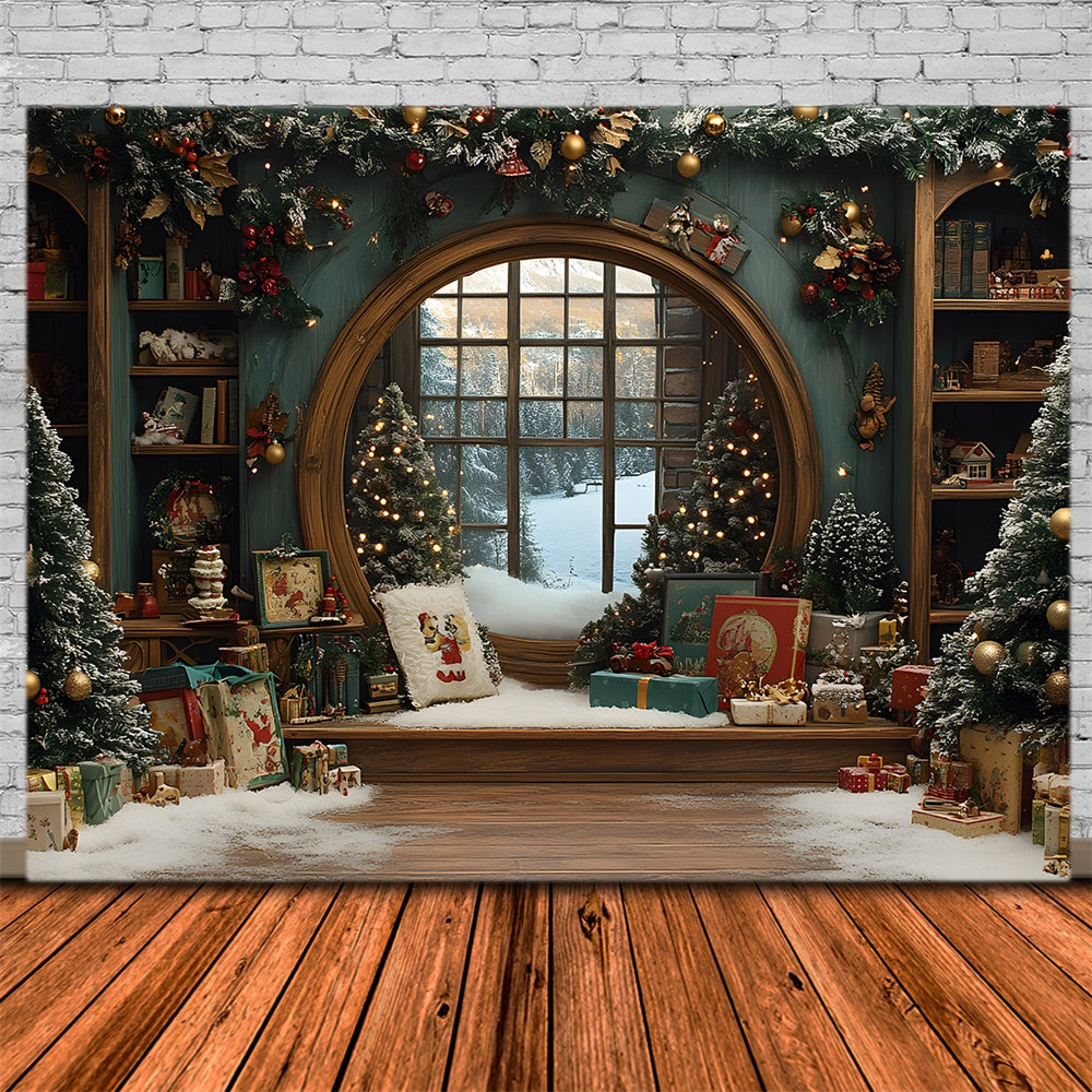 Weihnachten Geschenkboxen Zimmer Fenster Backdrop RR8-107