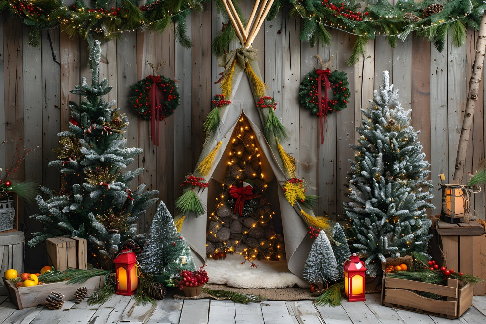 Weihnachtskranz Tannenbäume Winziges Zelt Backdrop RR8-11