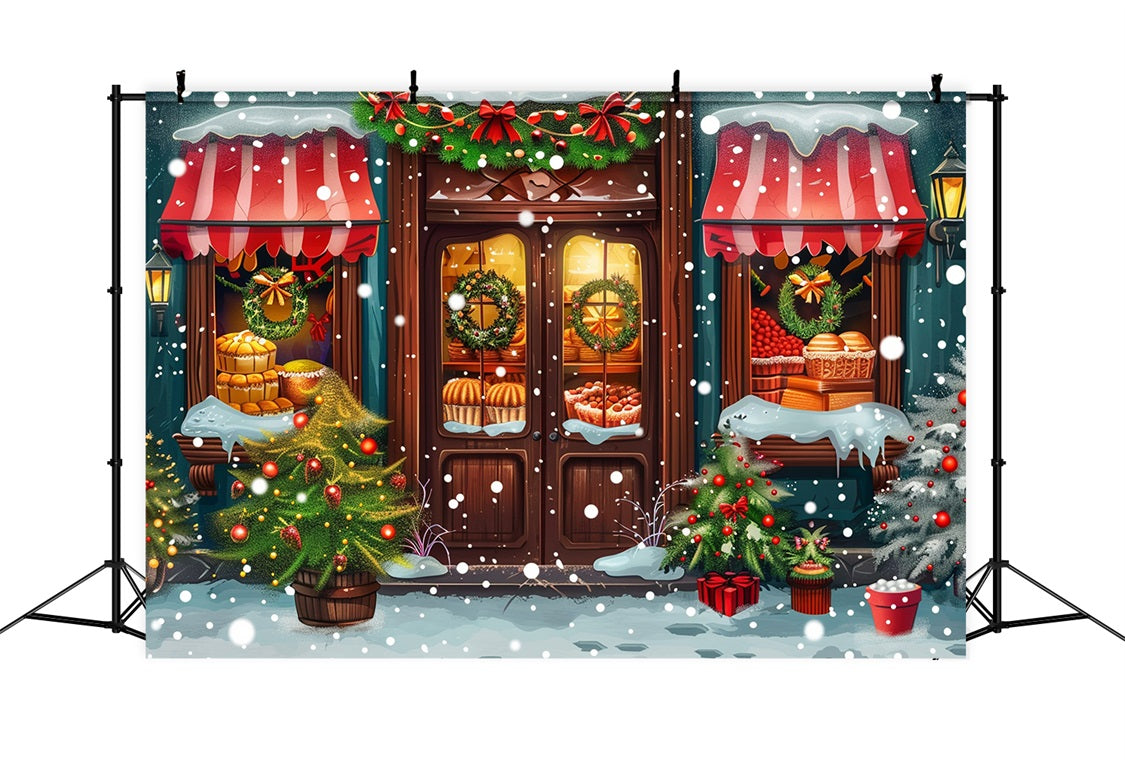 Weihnachtliches, gemütliches Schaufenster mit Schneekulisse RR8-145